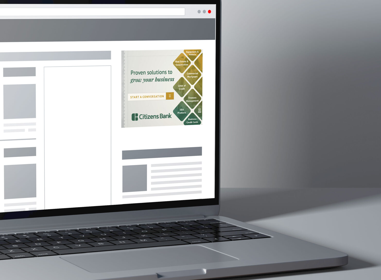 Citizens Bank web ad mockup